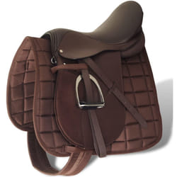 Set Sella Equitazione 16' in pelle naturale Marrone 14 cm 5-in-1 Vidaxl 57491