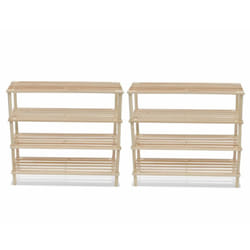 vidaXL Scarpiere a 4 Livelli 2 pz in Legno Massello di Abete