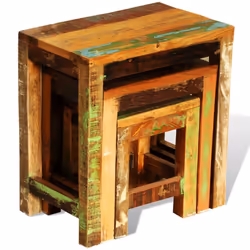 vidaXL Tavolini Impilabili Set 3 pz in Legno Vintage di Recupero - Vista aggiuntiva 3