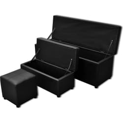 Set Cassapanche e Poggiapiedi in Pelle Artificiale Nero Vidaxl 17862