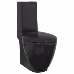 vidaXL Vaso WC in Ceramica da Bagno Rotondo Base con Scarico Nero - Vista aggiuntiva 2