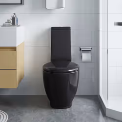 vidaXL Vaso WC in Ceramica da Bagno Rotondo Base con Scarico Nero - Vista aggiuntiva 3
