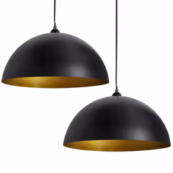 vidaXL Lampada a Sospensione 2 pz Altezza Regolabile Semisferica Nera - Vista aggiuntiva 2