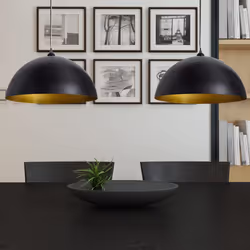 vidaXL Lampada a Sospensione 2 pz Altezza Regolabile Semisferica Nera - Vista aggiuntiva 3