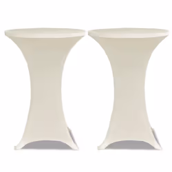 vidaXL Copritavolo ?80 cm Crema Tessuto elasticizzato 2 pezzi - Vista aggiuntiva 2