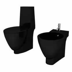 vidaXL Set Toilette e Bidè in Ceramica Nero - Vista aggiuntiva 2