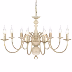vidaXL Lampadario Stile Antico Metallo Bianco 8 Lampadine E14 - Vista aggiuntiva 3