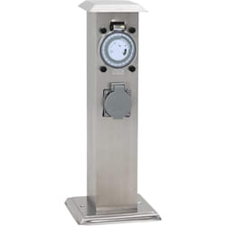 vidaXL Presa Elettrica da Giardino a Pilastro Acciaio Inox con Timer