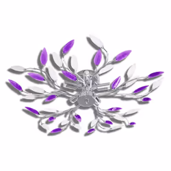 vidaXL Lampada da Soffitto Bianco e Viola in Cristalli Acrilici 5 E14 - Vista aggiuntiva 2