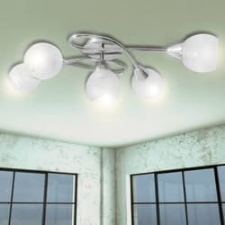 Lampada da Soffitto con Paralume in Vetro per 5 Lampadine E14 Vidaxl 65956