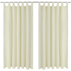 Tende in Micro-Raso Crema 2 pz con Occhielli 140 x 175 cm Vidaxl