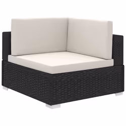 vidaXL Set Divani da Giardino 8 pz con Cuscini in Polyrattan Nero - Vista aggiuntiva 3