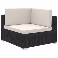 vidaXL Set Divani da Giardino 6 pz con Cuscini in Polyrattan Nero - Vista aggiuntiva 3