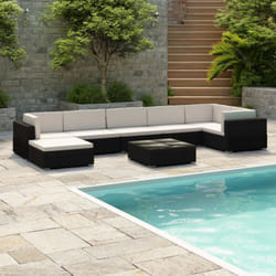 Vidaxl - Set Divani da Giardino 8 pz con Cuscini in Polyrattan Nero
