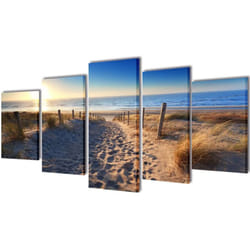 Vidaxl - 5 pz Set Stampa su Tela da Muro Spiaggia di Sabbia 100 x 50 cm 347626