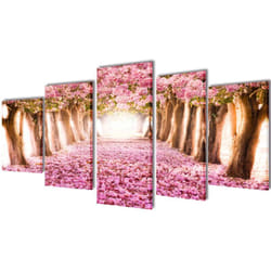 Vidaxl - 5 pz Set Stampa su Tela da Muro Fiori di Ciliegio 100 x 50 cm