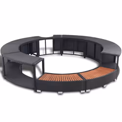 vidaXL Bordo per Vasca da Spa in Polyrattan Nero - Vista aggiuntiva 2