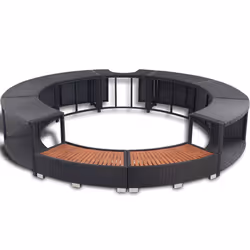 vidaXL Bordo per Vasca da Spa in Polyrattan Nero - Vista aggiuntiva 3