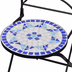 VidaXL 41531 sedia da esterno Terrazzo Ceramica, Caldaie Blu, Bianco - Vista aggiuntiva 5