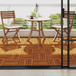 Set 10 pz Piastrelle acacia per pavimento 30 x 30 cm Modello verticale