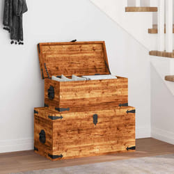 vidaXL Casse di Stoccaggio 2 pz in Legno Ruvido di Mango