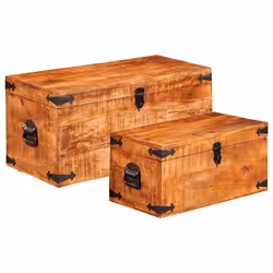 vidaXL Casse di Stoccaggio 2 pz in Legno Ruvido di Mango - Vista aggiuntiva 2