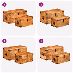 vidaXL Casse di Stoccaggio 2 pz in Legno Ruvido di Mango - Vista aggiuntiva 3