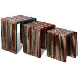 Vidaxl - Tavoli Impilabili Set 3 pz in Teak di Recupero Colorato 57831