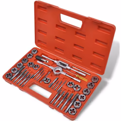 Questo set pratico di filiere per filettatura che include 40 pezzi è perfetto per pulire e tagliare filetti interni ed estern ...