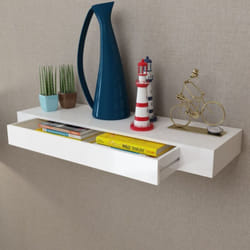 Mensola per Pareti con Cassetto Bianco mdf per Libri/DVD Vidaxl 5625