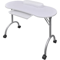 Tavolo Pieghevole per Manicure con Rotelle Bianco Vidaxl 18806