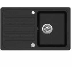Lavandino Cucina Granito Singolo Scolapiatti Reversibile Nero Vidaxl 494392