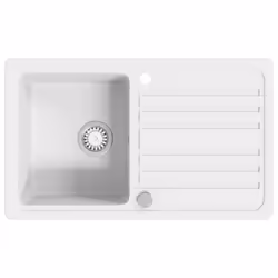 vidaXL Lavandino cucina granito lavello singolo scolapiatti reversibile bianco - Vista aggiuntiva 2