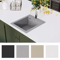 vidaXL Lavandino da Cucina Granito solo Lavello ad Incasso Grigio - Vista aggiuntiva 3