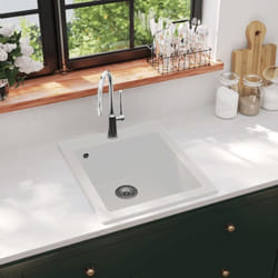 Lavandino Cucina Granito 1 Lavello ad Incasso Bianco Crema Vidaxl 74832