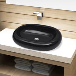 Vidaxl - Lavabo, Lavandino da bagno in ceramica ovale nero 5665