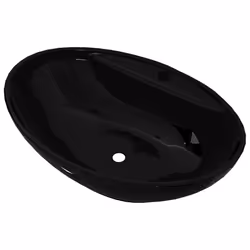 vidaXL Lavandino per bagno in Ceramica nera ovale con Foro di trabocco - Vista aggiuntiva 2
