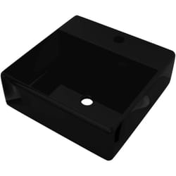 Lavandino in Ceramica Nera Quadrato con Foro Rubinetto/ Trabocco Vidaxl 506436
