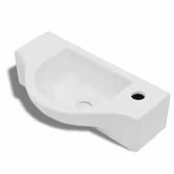vidaXL Lavandino Bagno in Ceramica con Foro per Rubinetto Bianco - Vista aggiuntiva 2