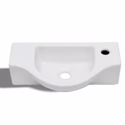 vidaXL Lavandino Bagno in Ceramica con Foro per Rubinetto Bianco - Vista aggiuntiva 3