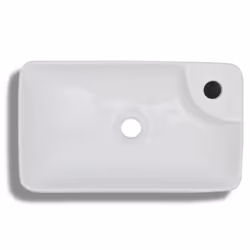 vidaXL Lavandino Bagno in Ceramica Bianca con Foro per Rubinetto - Vista aggiuntiva 3