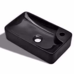 vidaXL Lavandino Bagno in Ceramica Nera con Foro per Rubinetto - Vista aggiuntiva 2