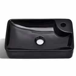 vidaXL Lavandino Bagno in Ceramica Nera con Foro per Rubinetto - Vista aggiuntiva 3