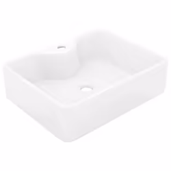 vidaXL Lavandino Bagno in Ceramica Bianca Quadrato con Foro per Rubinetto - Vista aggiuntiva 2