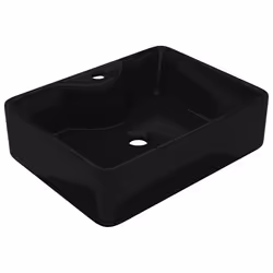vidaXL Lavandino Bagno in Ceramica Nera Quadrato con Foro per Rubinetto - Vista aggiuntiva 2