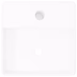 vidaXL Lavandino Bagno in Ceramica Bianca Quadrato con Foro Rubinetto - Vista aggiuntiva 3