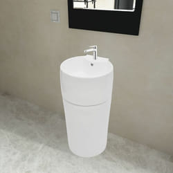 Lavandino in Ceramica Rotondo Alto Foro Rubinetto Trabocco vari colori colore : bianco