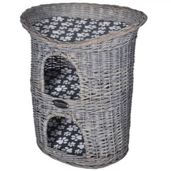 Albero Gatti 2 Livelli in Salice Casetta/Cuccia/Tiragraffi con Cuscino Vidaxl 6558