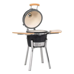 VidaXL 41721 barbecue per l'aperto e bistecchiera Barbecue/grill Kamado Kettle Carbone + legna da ardere Nero, Acciaio inox, Legno