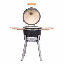 VidaXL 41721 barbecue per l'aperto e bistecchiera Barbecue/grill Kamado Kettle Carbone + legna da ardere Nero, Acciaio inox, Legno
